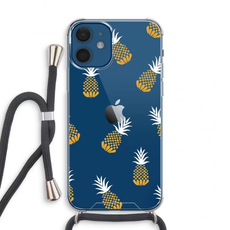 Ananasjes: iPhone 12 mini Transparant Hoesje met koord
