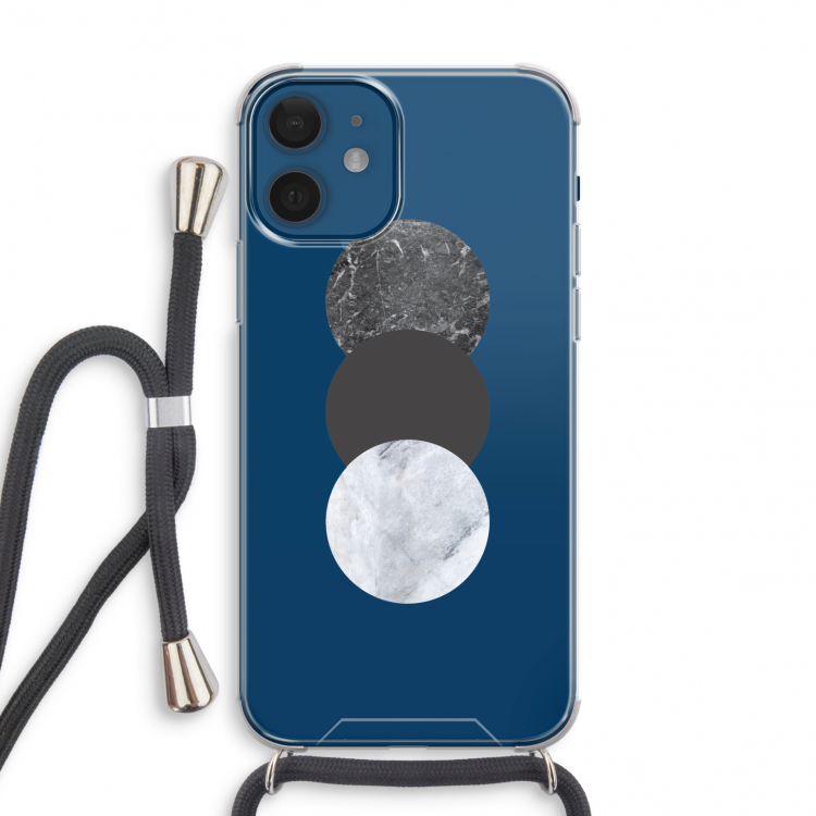 Marmeren cirkels: iPhone 12 mini Transparant Hoesje met koord