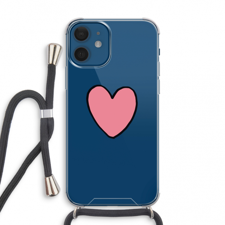 Hartje: iPhone 12 mini Transparant Hoesje met koord