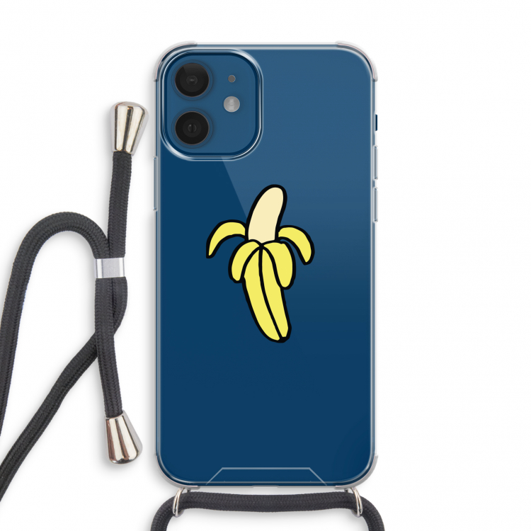Banana: iPhone 12 mini Transparant Hoesje met koord