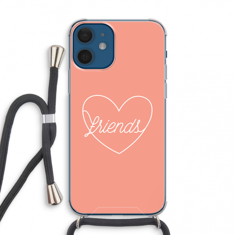 Friends heart: iPhone 12 mini Transparant Hoesje met koord