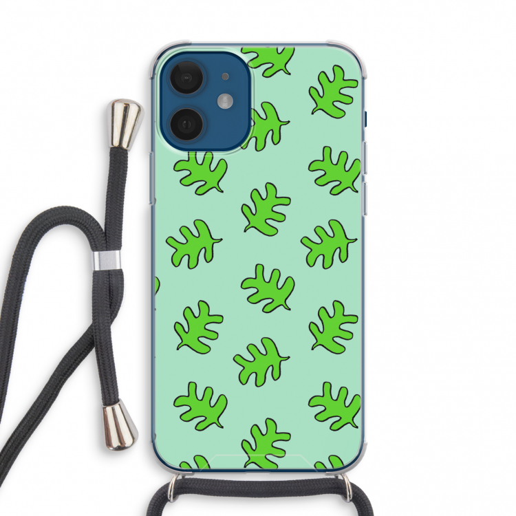 Groene blaadjes: iPhone 12 mini Transparant Hoesje met koord