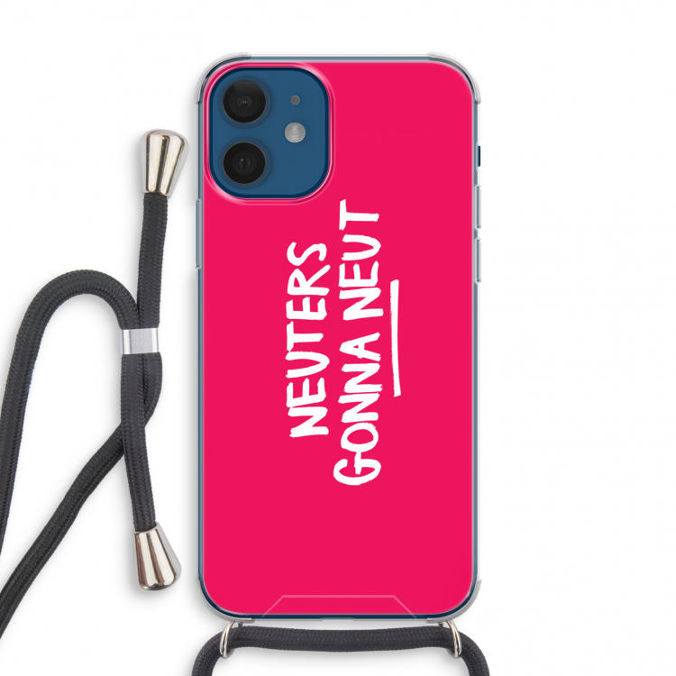 Neuters (roze): iPhone 12 mini Transparant Hoesje met koord