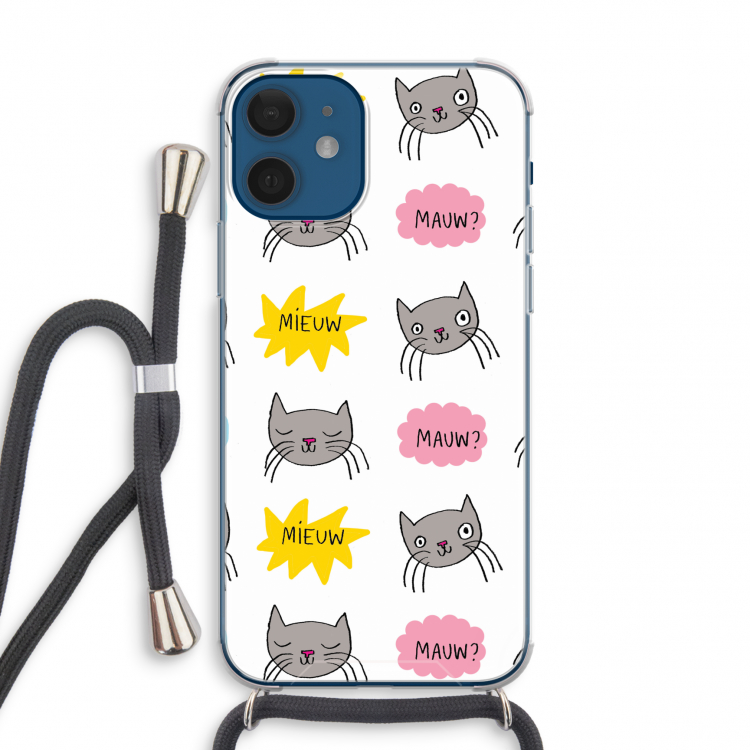 Meow: iPhone 12 mini Transparant Hoesje met koord