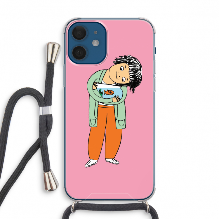 Visknuffel: iPhone 12 mini Transparant Hoesje met koord