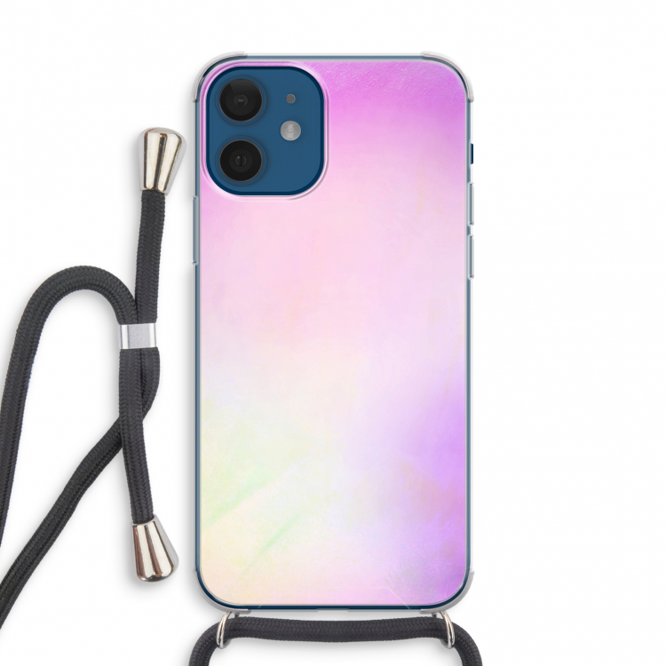 Flow mist pastel: iPhone 12 mini Transparant Hoesje met koord