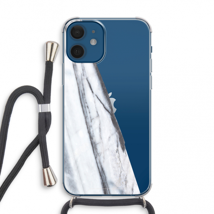 Gestreepte marmer: iPhone 12 mini Transparant Hoesje met koord