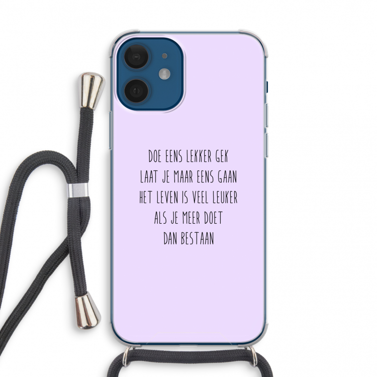 Gek: iPhone 12 mini Transparant Hoesje met koord