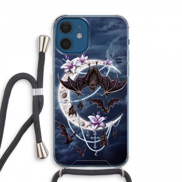Vleermuizen Maan: iPhone 12 mini Transparant Hoesje met koord