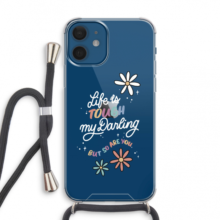 Tough Life: iPhone 12 mini Transparant Hoesje met koord