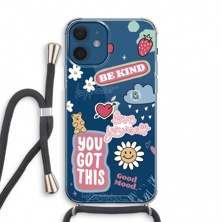 Positivity: iPhone 12 mini Transparant Hoesje met koord