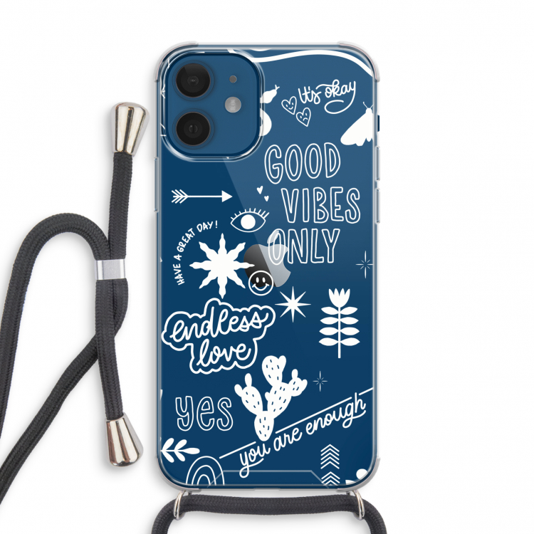 Good vibes: iPhone 12 mini Transparant Hoesje met koord