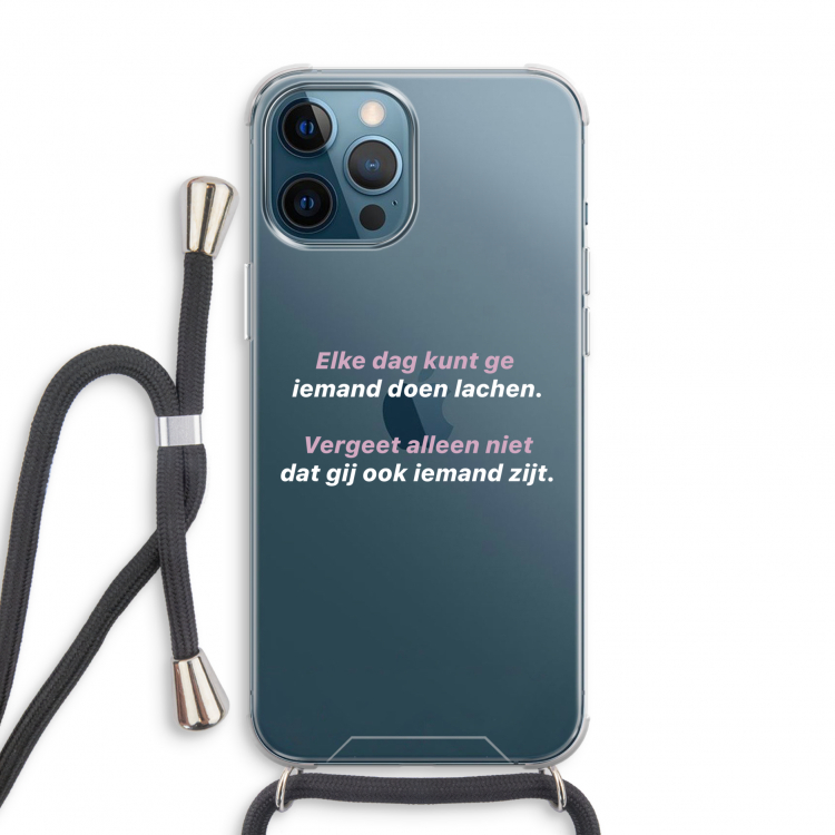 gij zijt ook iemand: iPhone 12 Pro Transparant Hoesje met koord