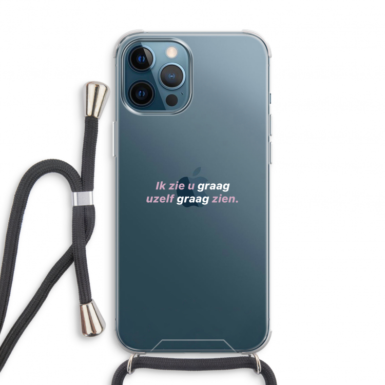 uzelf graag zien: iPhone 12 Pro Transparant Hoesje met koord