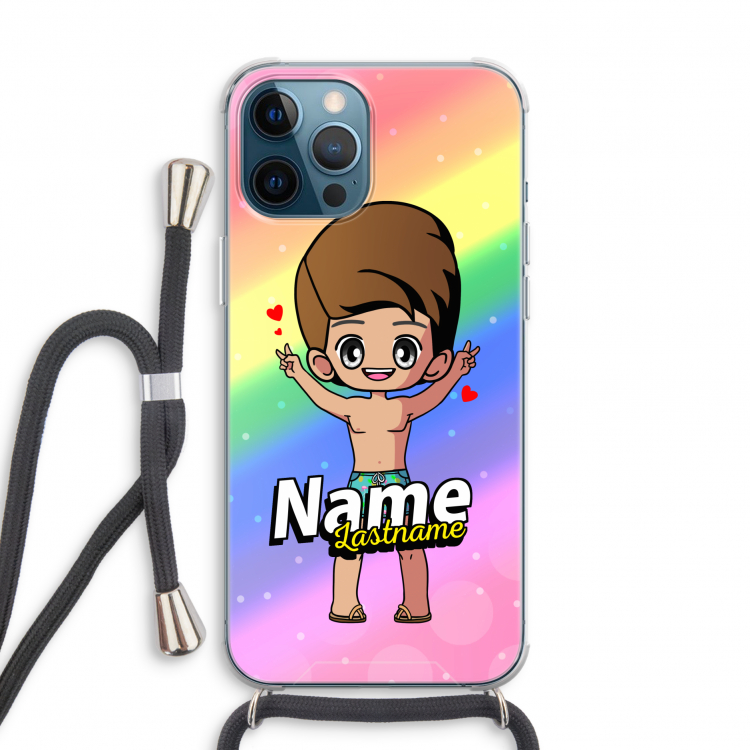 Chibi Maker man: iPhone 12 Pro Transparant Hoesje met koord