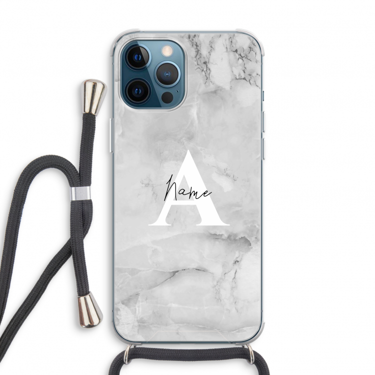 Ivory Marble: iPhone 12 Pro Transparant Hoesje met koord