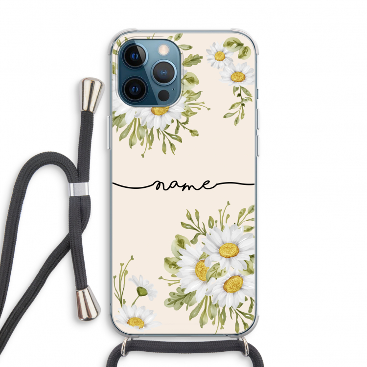 Daisies: iPhone 12 Pro Transparant Hoesje met koord