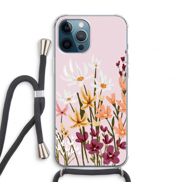 Painted wildflowers: iPhone 12 Pro Transparant Hoesje met koord