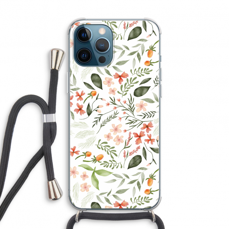 Sweet little flowers: iPhone 12 Pro Transparant Hoesje met koord