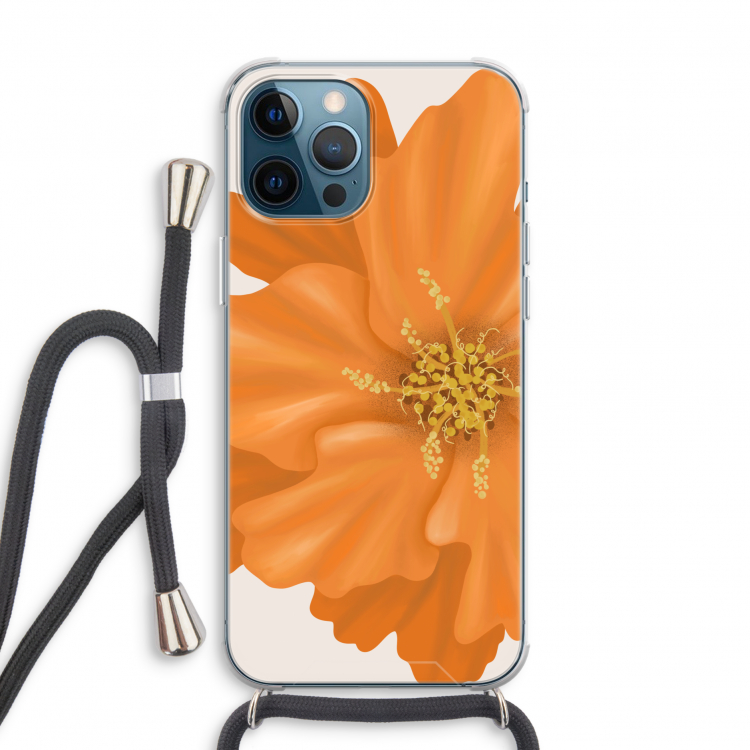 Orange Ellila flower: iPhone 12 Pro Transparant Hoesje met koord