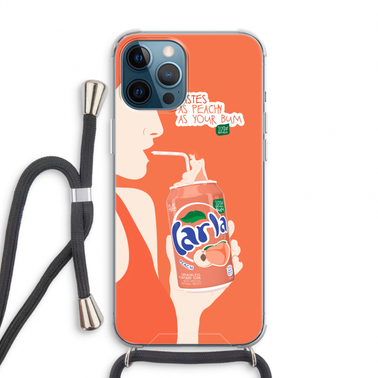 Peach please!: iPhone 12 Pro Transparant Hoesje met koord