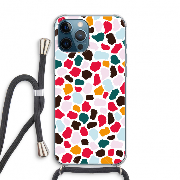 Colored Giraffe: iPhone 12 Pro Transparant Hoesje met koord
