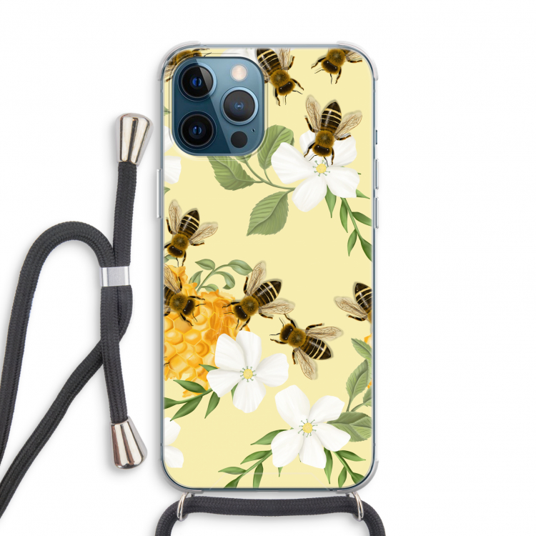 No flowers without bees: iPhone 12 Pro Transparant Hoesje met koord