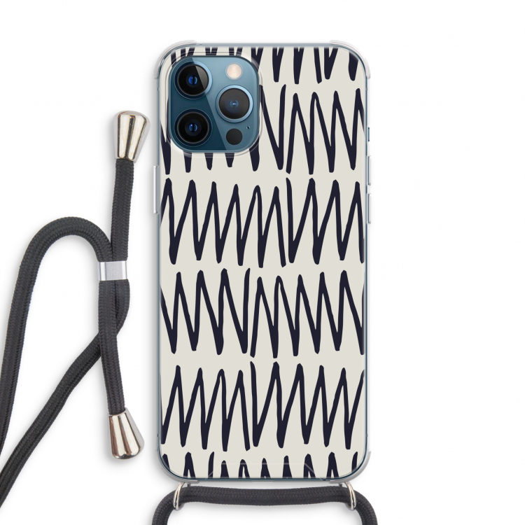 Marrakech Zigzag: iPhone 12 Pro Transparant Hoesje met koord