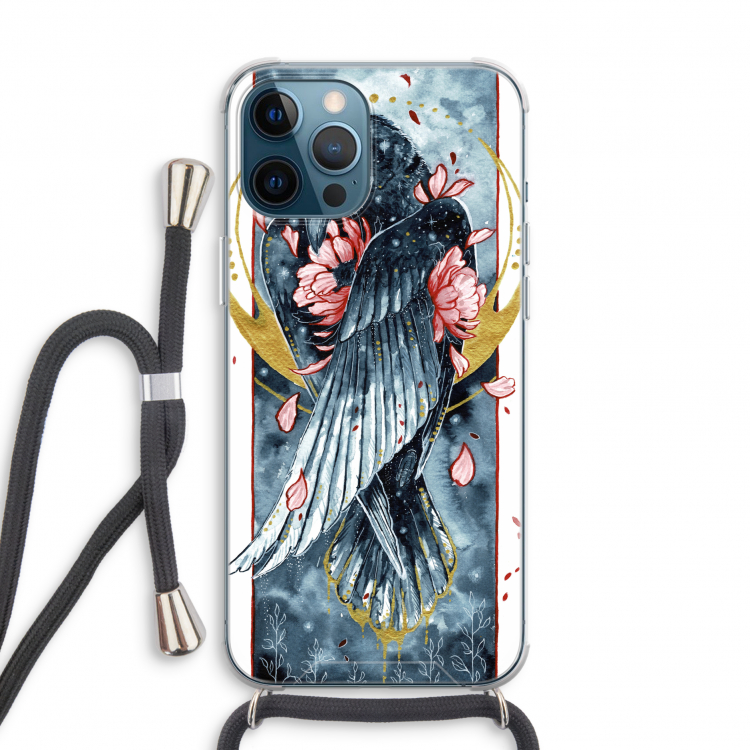 Golden Raven: iPhone 12 Pro Transparant Hoesje met koord