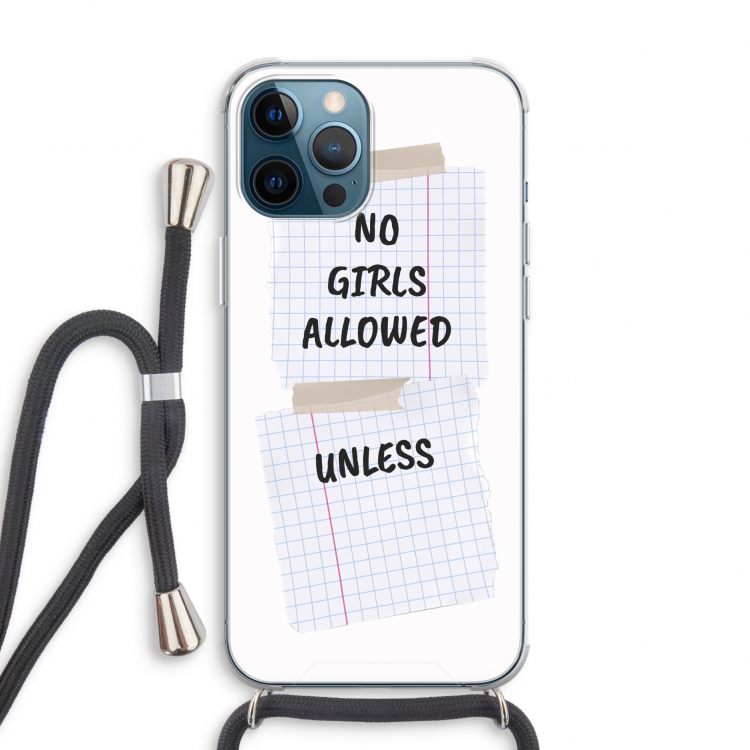 No Girls Allowed Unless: iPhone 12 Pro Transparant Hoesje met koord
