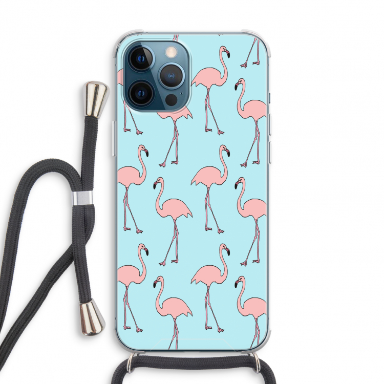 Anything Flamingoes: iPhone 12 Pro Transparant Hoesje met koord