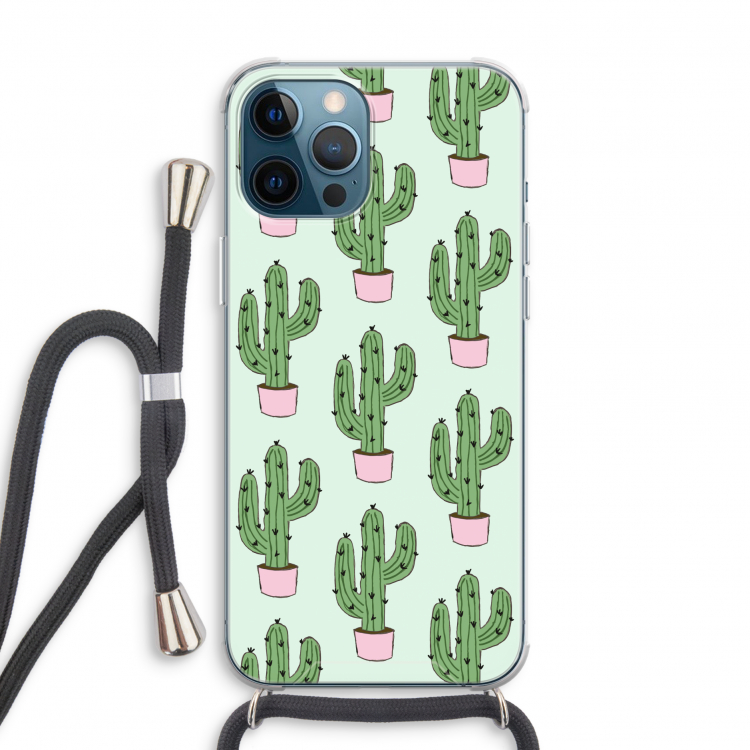 Cactus Lover: iPhone 12 Pro Transparant Hoesje met koord