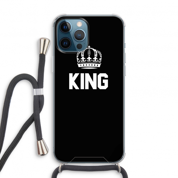 King zwart: iPhone 12 Pro Transparant Hoesje met koord