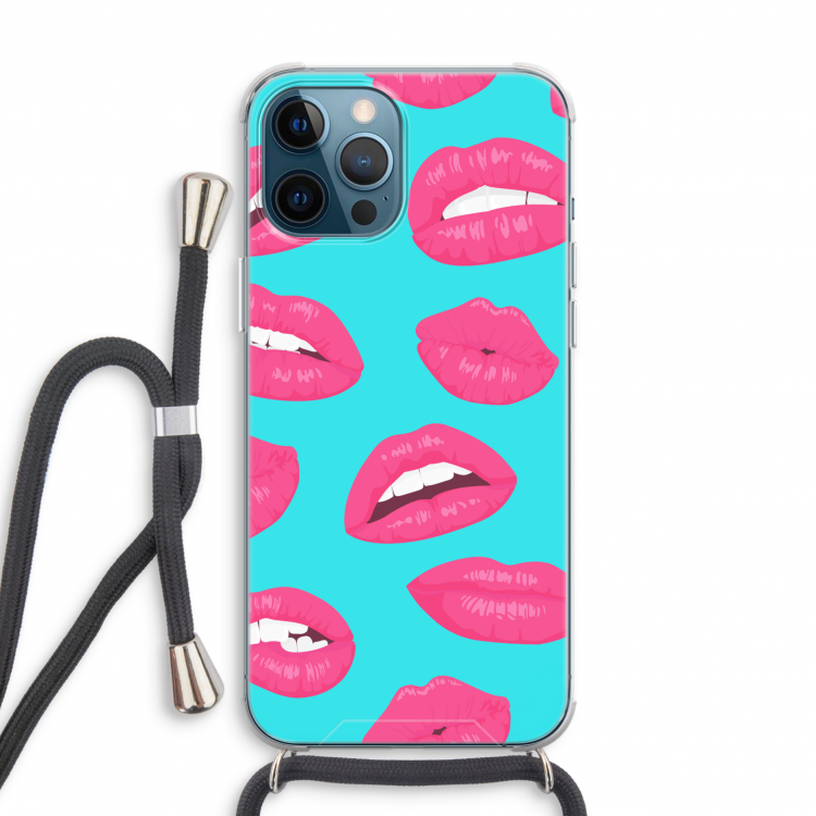 Bite my lip: iPhone 12 Pro Transparant Hoesje met koord