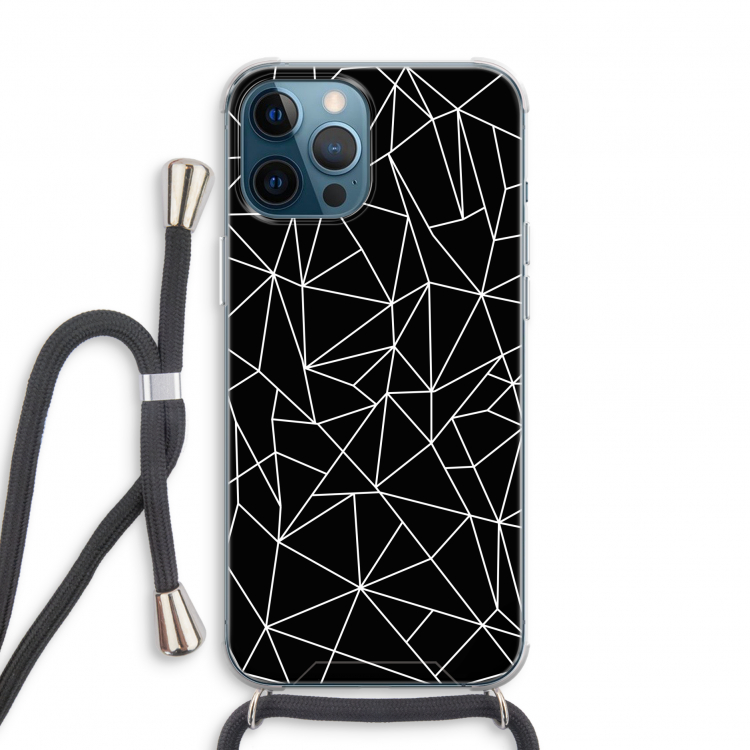 Geometrische lijnen wit: iPhone 12 Pro Transparant Hoesje met koord
