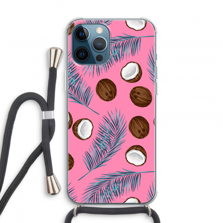 Kokosnoot roze: iPhone 12 Pro Transparant Hoesje met koord