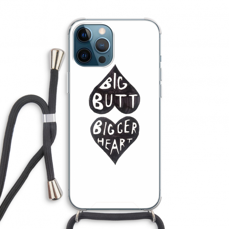 Big butt bigger heart: iPhone 12 Pro Transparant Hoesje met koord