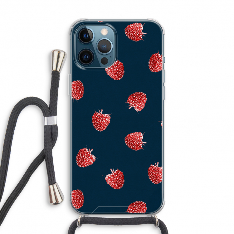 Framboosjes: iPhone 12 Pro Transparant Hoesje met koord