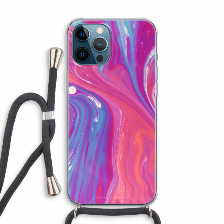 Paarse stroom: iPhone 12 Pro Transparant Hoesje met koord
