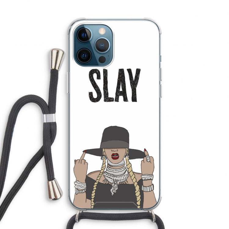 Slay All Day: iPhone 12 Pro Transparant Hoesje met koord