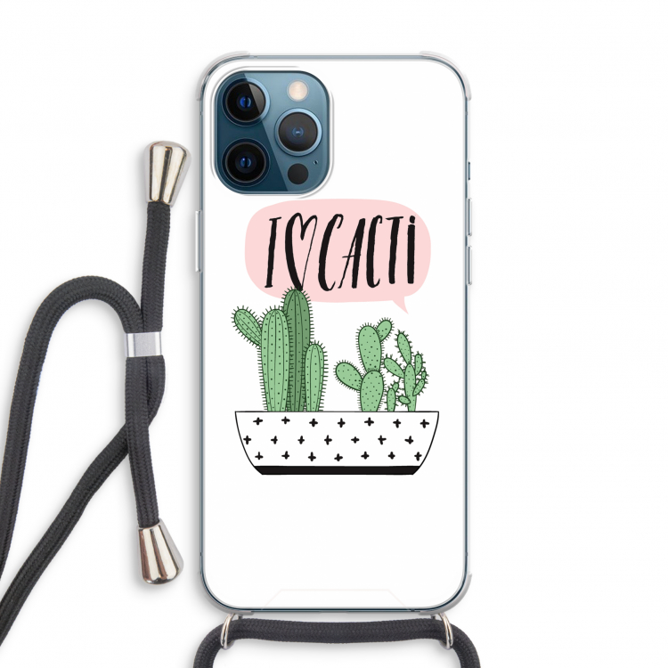 I love cacti: iPhone 12 Pro Transparant Hoesje met koord