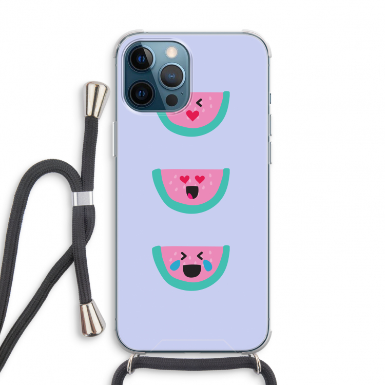 Smiley watermeloen: iPhone 12 Pro Transparant Hoesje met koord