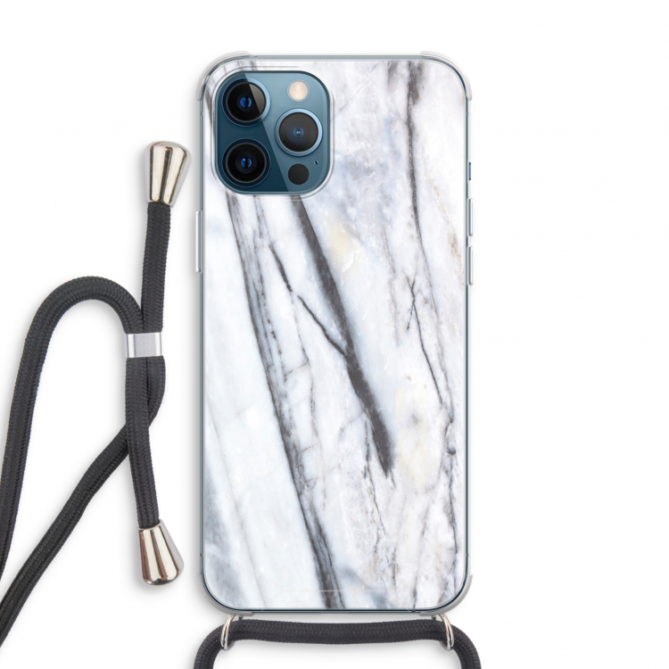 Gestreepte marmer: iPhone 12 Pro Transparant Hoesje met koord