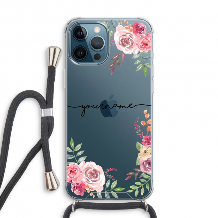 Rozen: iPhone 12 Pro Transparant Hoesje met koord