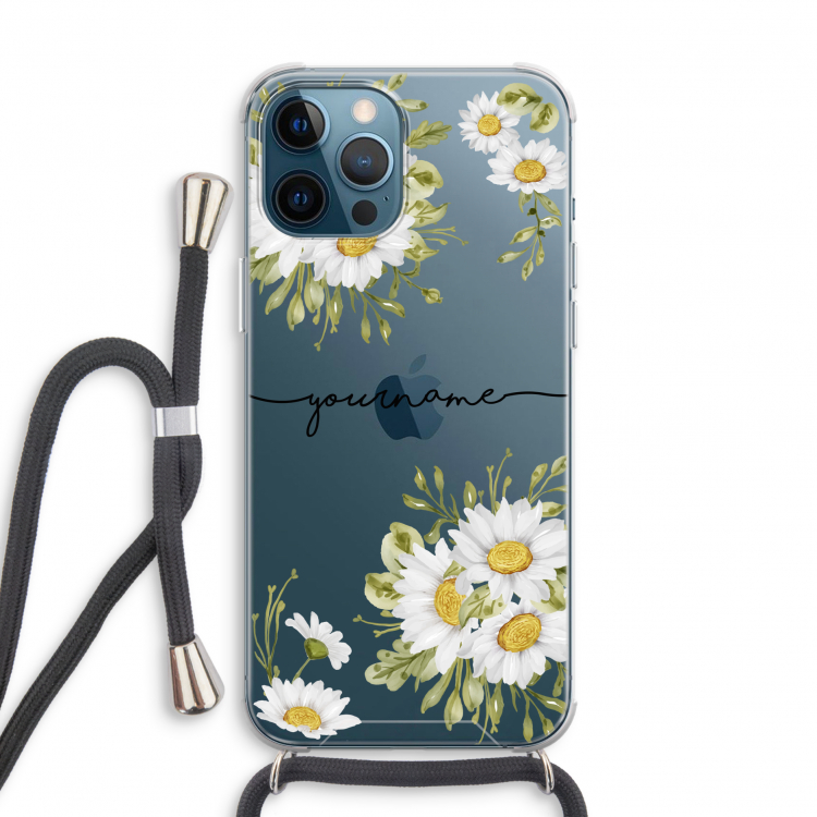 Daisies: iPhone 12 Pro Transparant Hoesje met koord