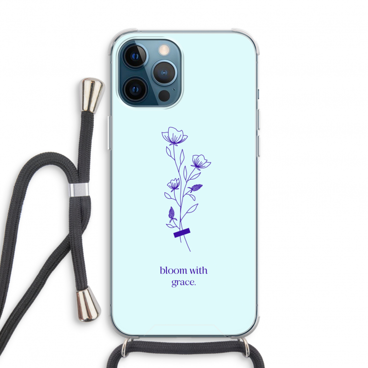 Bloom with grace: iPhone 12 Pro Transparant Hoesje met koord