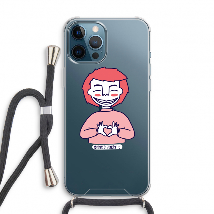 Hartje: iPhone 12 Pro Transparant Hoesje met koord