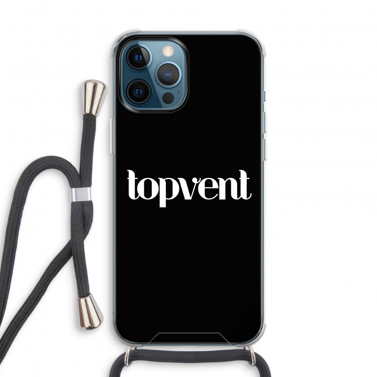 Topvent Zwart: iPhone 12 Pro Transparant Hoesje met koord
