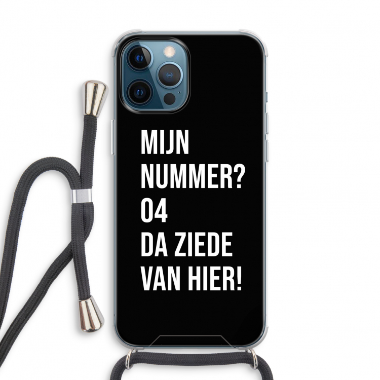 Da ziede van hier - Zwart: iPhone 12 Pro Transparant Hoesje met koord