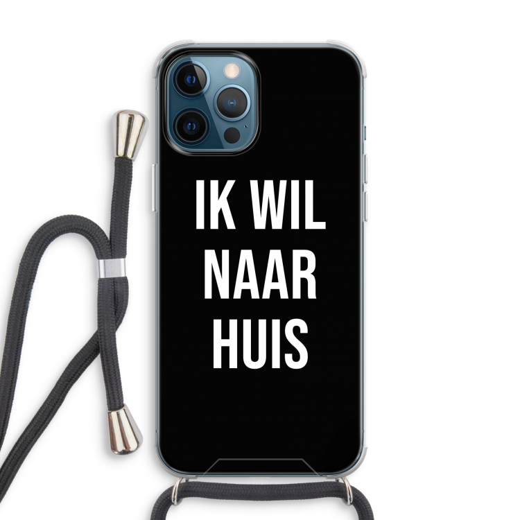 Ik wil naar huis - Zwart: iPhone 12 Pro Transparant Hoesje met koord